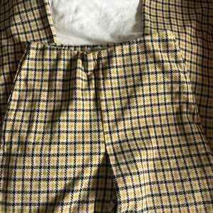 Yellow plaid cotton pants